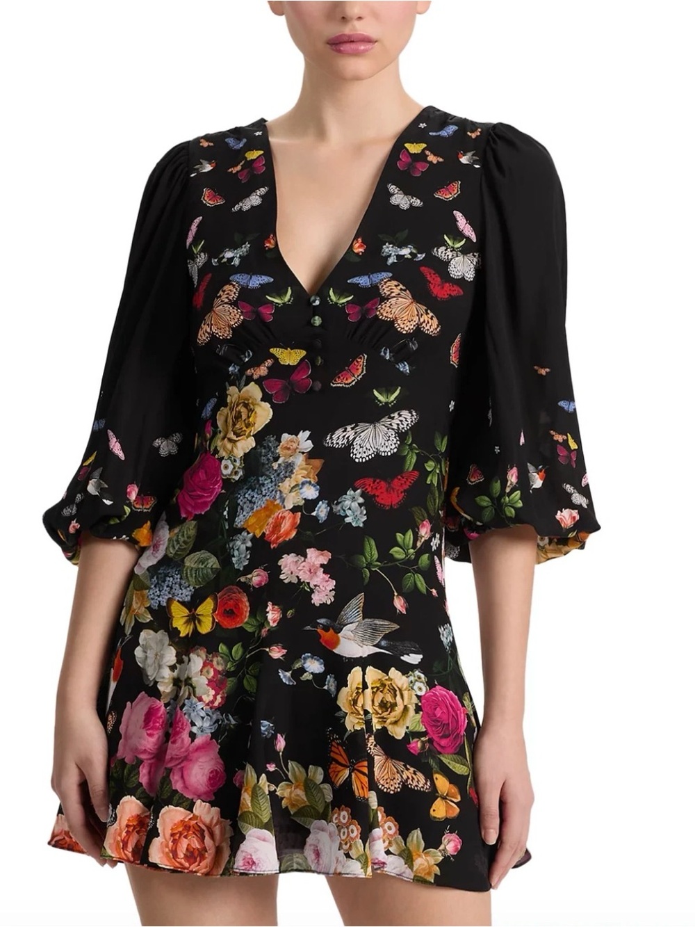 Alice + Olivia Irene Empire Waist Solar Strength Floral Mini Dress NWT
